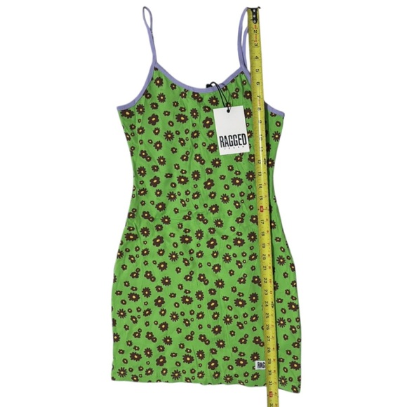 NWT THE RAGGED PRIEST Women’s Green Daisy Print Mini Dress - Picture 14 of 16